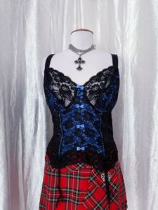 blue Lace Corset Top