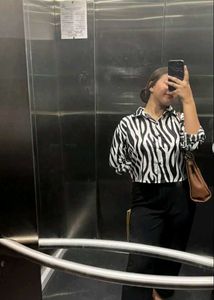 Zebra Print Crop Loose Shirt