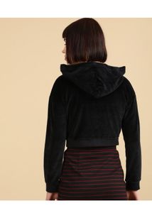 Velvet Cropped Hoodie