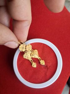 Floral Heart Drop Earrings 22crt Gold