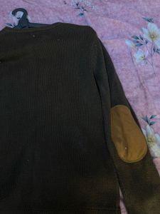 Brown Knit Zip Cardigan