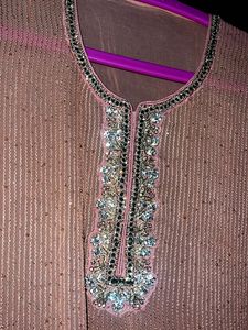 Peach Embellished Party Wear Kurta Sets