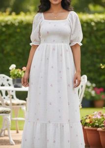Floral White Midi Dress