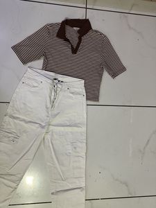 Striped Top & White Pants