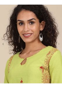 Lime Green Embroidered Kurta