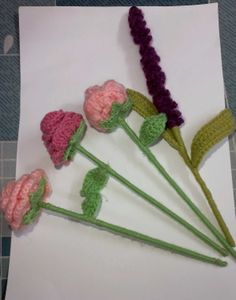 Combo of 4 Beautiful Crochet Flower Sticks