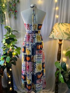 Patchwork Halter Maxi Dress