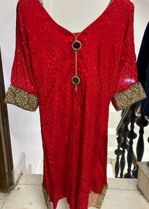 Red &amp; Gold Embellished Suit