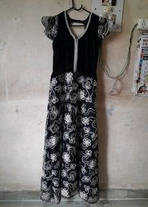 Elegant Black Floral Gown