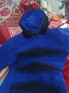 Blue &amp; Black Striped Knit Hoodie