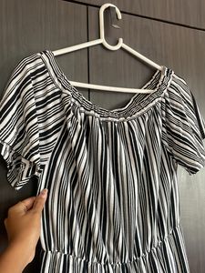 Off Shoulder Black And White Jumpsuit