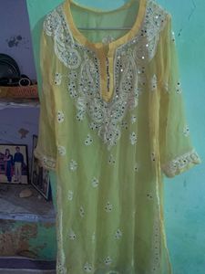 Yellow Embellished Kurti