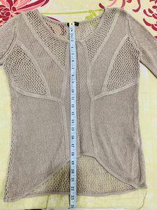 Beige Crochet Top For Women