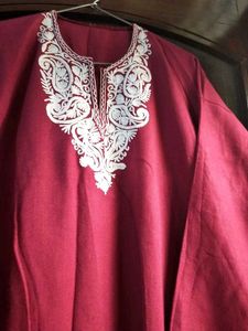 Woolen Pheran with Floral Embroidery