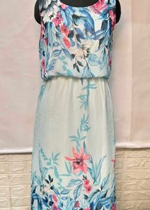 Floral Blue Long Gown/ Maxi Dress