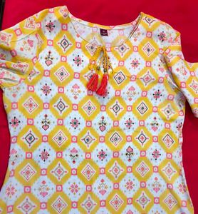 Straight Cotton Kurta With Dupatta