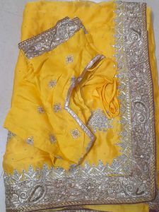 Work Saree With Stitched Blouse