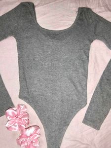 Gray Long Sleeve Bodysuit