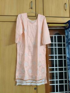 Peach Embroidered Kurti