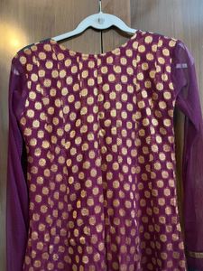 Elegant Purplish Magenta Zari Salwar Suit Set