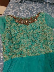 sea green party wear gown