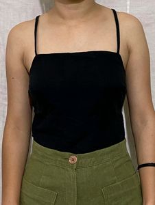 Backless Black Top(FREE Mesh Cardigan)