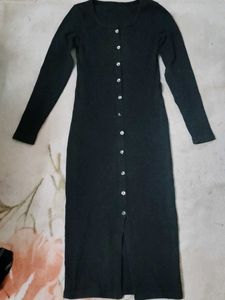 Button-Down Knit Midi Dress