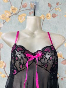 Black &amp; Pink Babydoll Lingerie Set
