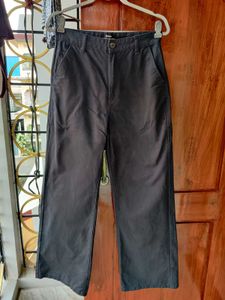 High Waist Wide Leg Twill Pant Black
