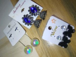 3 Stylish Earrings Combo - Jhumkas, Studs &amp; Drops