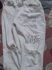 Distressed White Jeans