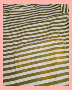 Stylish Green-White Striped T-Shirt | XL Size | Ca