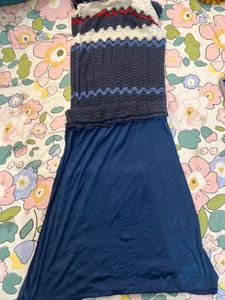 A- Line Knitted Multicoloured Long Skirt
