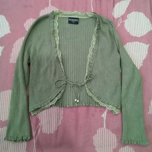 Korean Style tie Front Overwear Top.