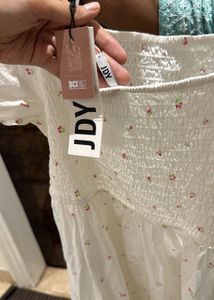 White Long  Dress With Cherry Print