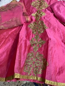 very pretty pink heavy anarkali salwar suit