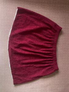 Maroon Skirt with Lace Trim