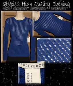 Forever21 Branded Navy Blue Chochet Top