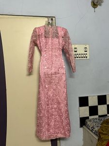 Vintage Pink Lace Maxi Dress
