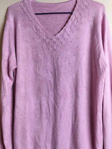 Vintage Pink V-Neck Sweater