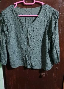 Green Polka Dot Crop Top