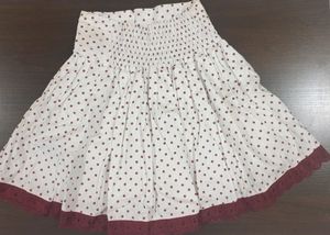 Polka dot short skirt with Maroon lace border