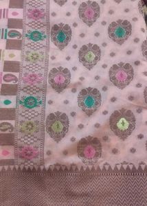 Pink Floral Cotton Silk Saree (Stritched Blouse)