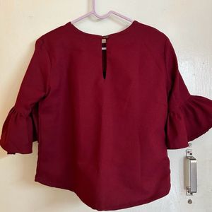 Red Bell Sleeves Top