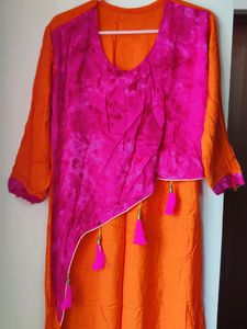 Colourful Kurti Top ( Pink &amp; Orange )