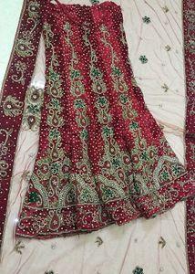 Bridal Fish Cut Full Zardozi Work Zari Kundan Wor