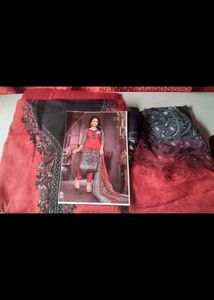 Red And Black And Peach Salwar