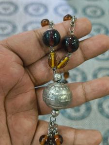 Beaded Silver Tone Necklace