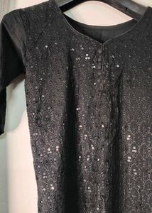 Black Sequin Kurti For Women