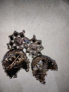 Silver Mirror Jhumka Earrings
